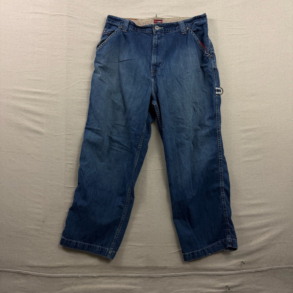 VTG Tommy Hilfiger Carpenter Jeans Mens‎ 36 Blue Utility Hammer Loop Denim Pants